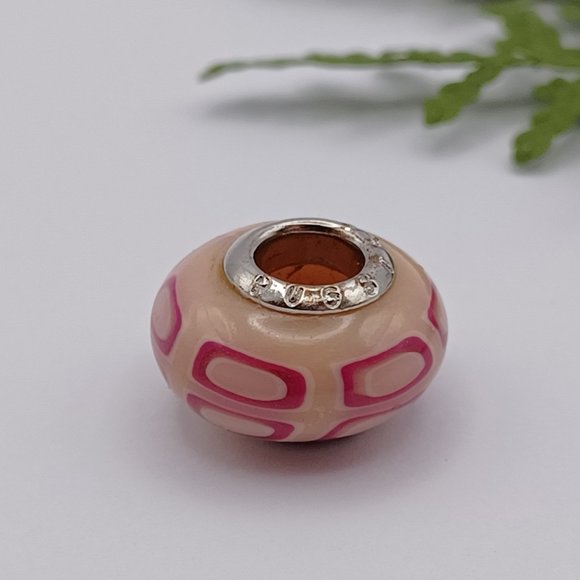 🍀3 for $15 - Retro pattern pink Pugster charm for Pandora-Style Bracelet - Picture 1 of 6